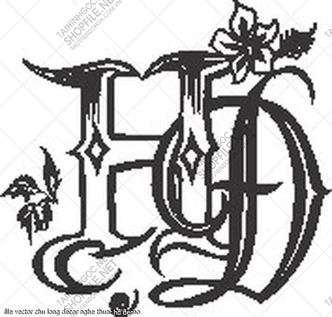file vector chu long decor nghe thuat hd 